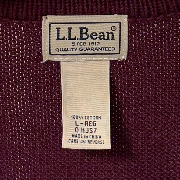 L.L. Bean Burgundy Cardigan Sweater Size Large - Picture 4 of 7